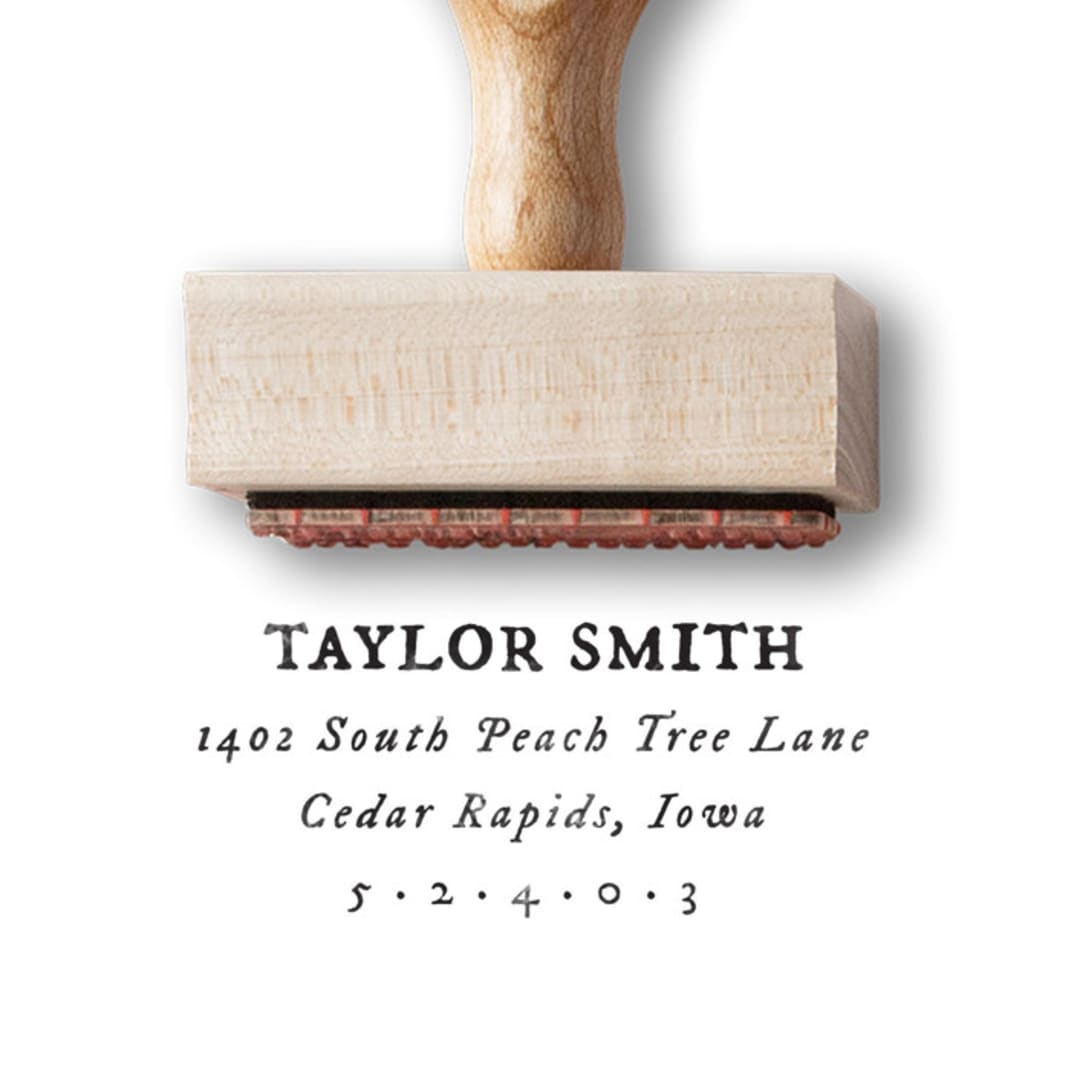 "Custom Return Address Stamp | Rustic Wedding | Wooden Rubber Stamp" - Address Stamps in multicolor by Alyssa Cook