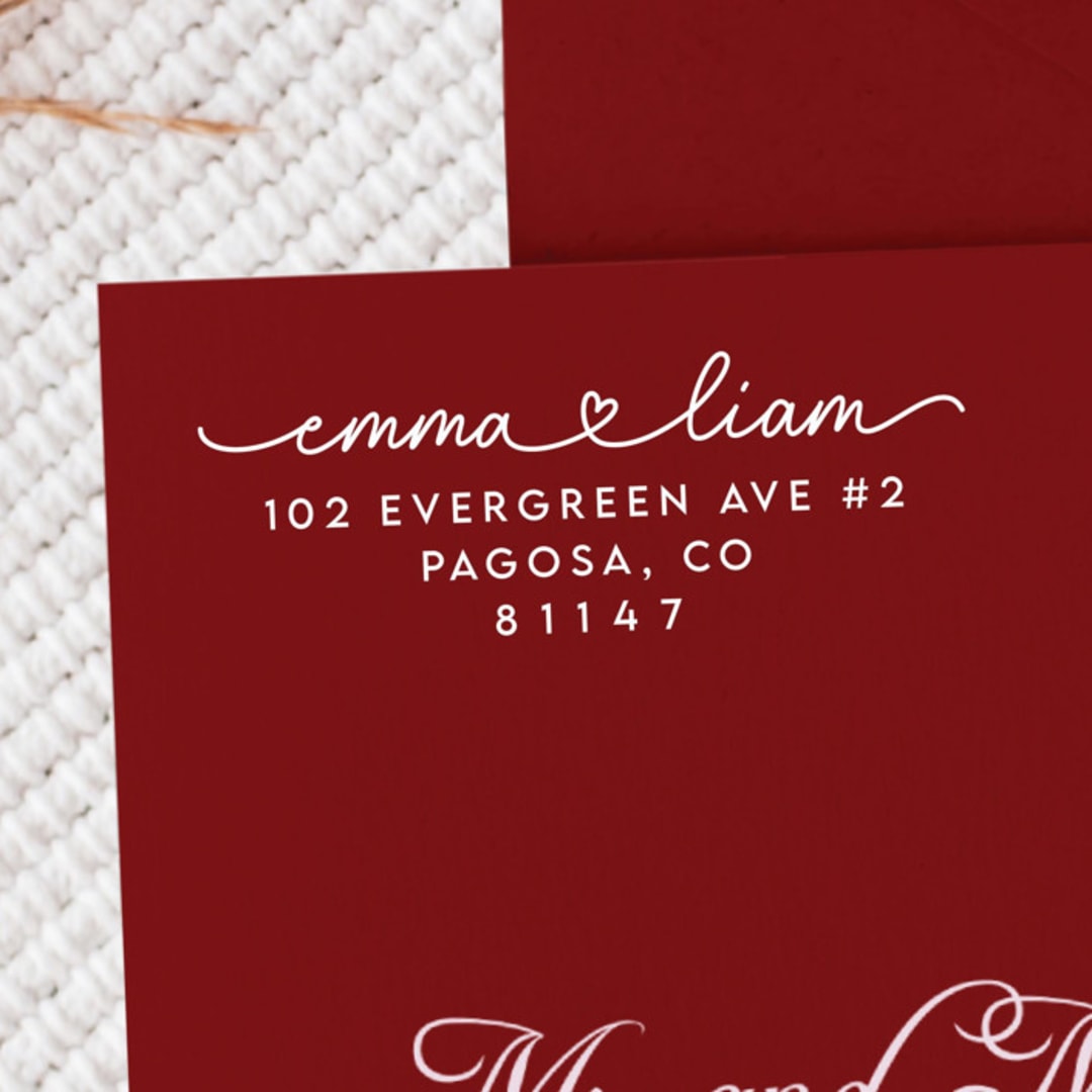 "White Ink Heart Names Address Stamp | Wooden Stamp Set" - Address Stamps in white by Samantha Malvey