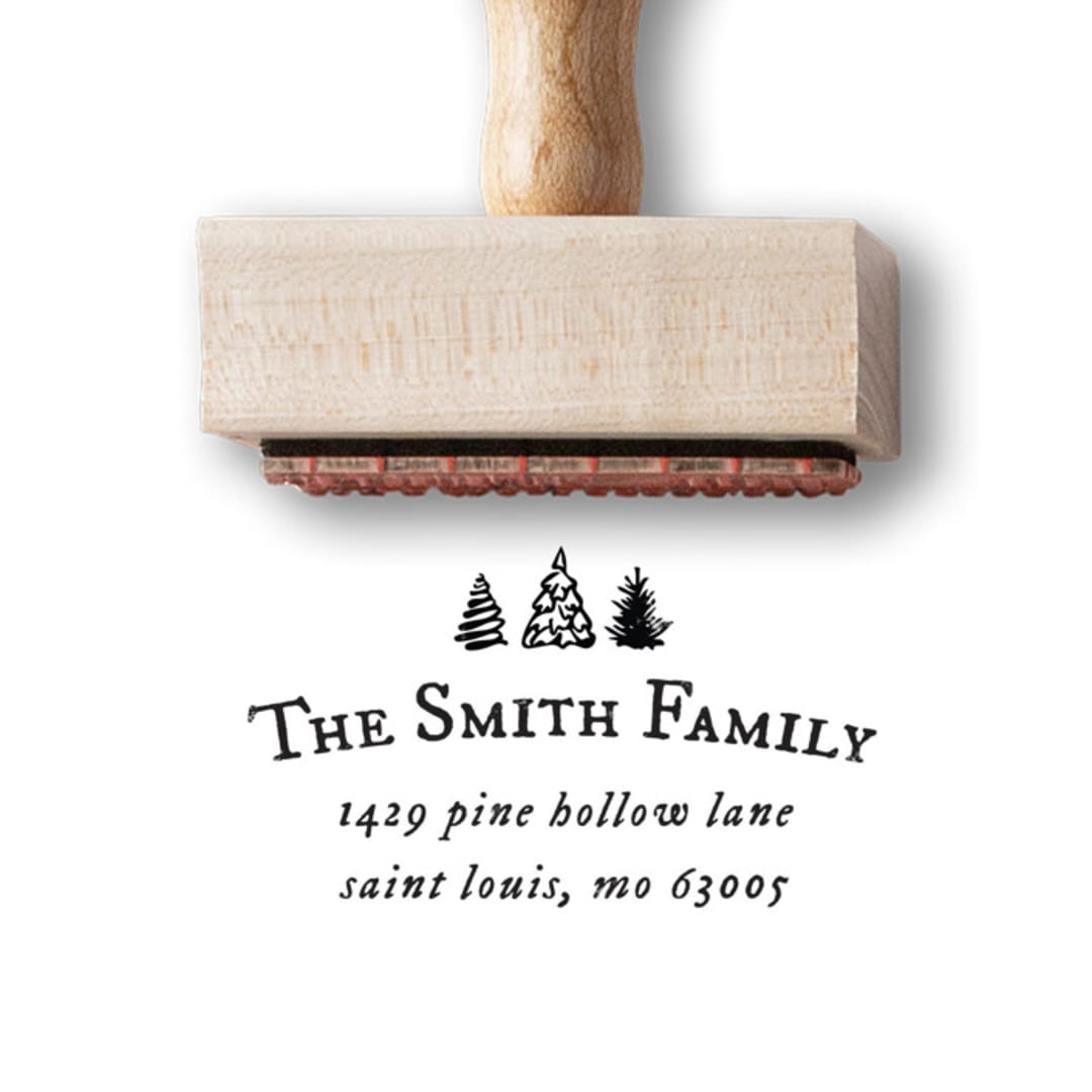 "Holiday Return Address Stamp | Rustic Christmas Tree Stamp" - Address Stamps in multicolorassorted-colors by Alyssa Cook