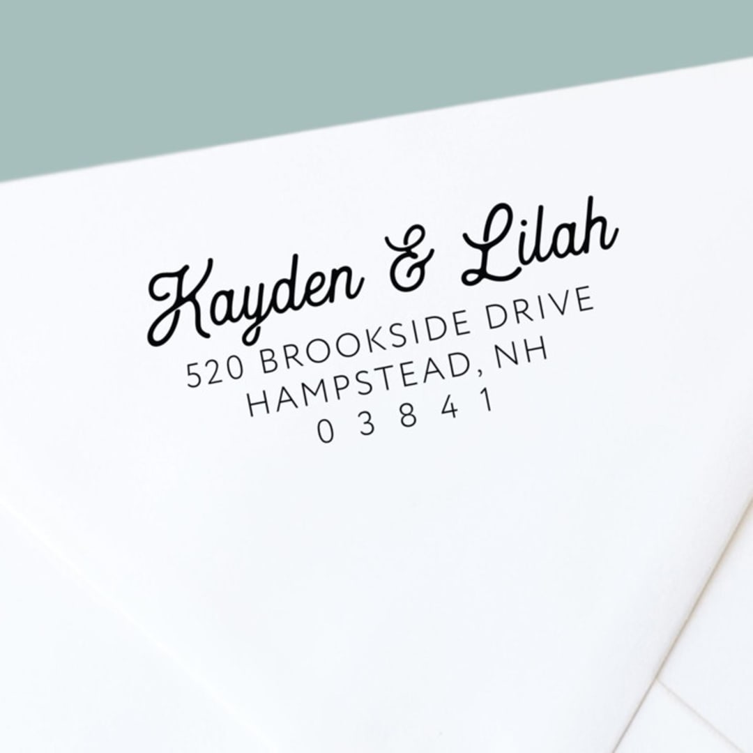 "Modern Romantic Custom Self-Inking Return Address Stamp" - Address Stamps in black by The Homebody Society