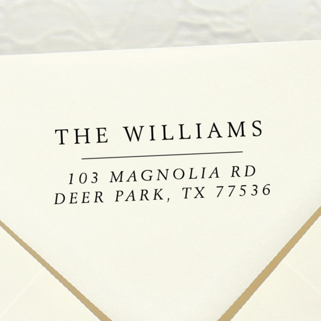 "Modern Classic Address Stamp | Self Inking Return Address Stamp" - Address Stamps in black by Samantha Malvey