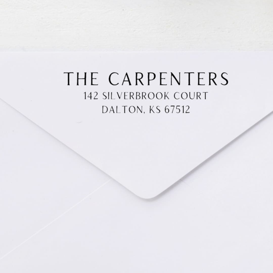 "Modern Serif Custom Address Stamp | Self-Inking" - Address Stamps in black by Sara Luke