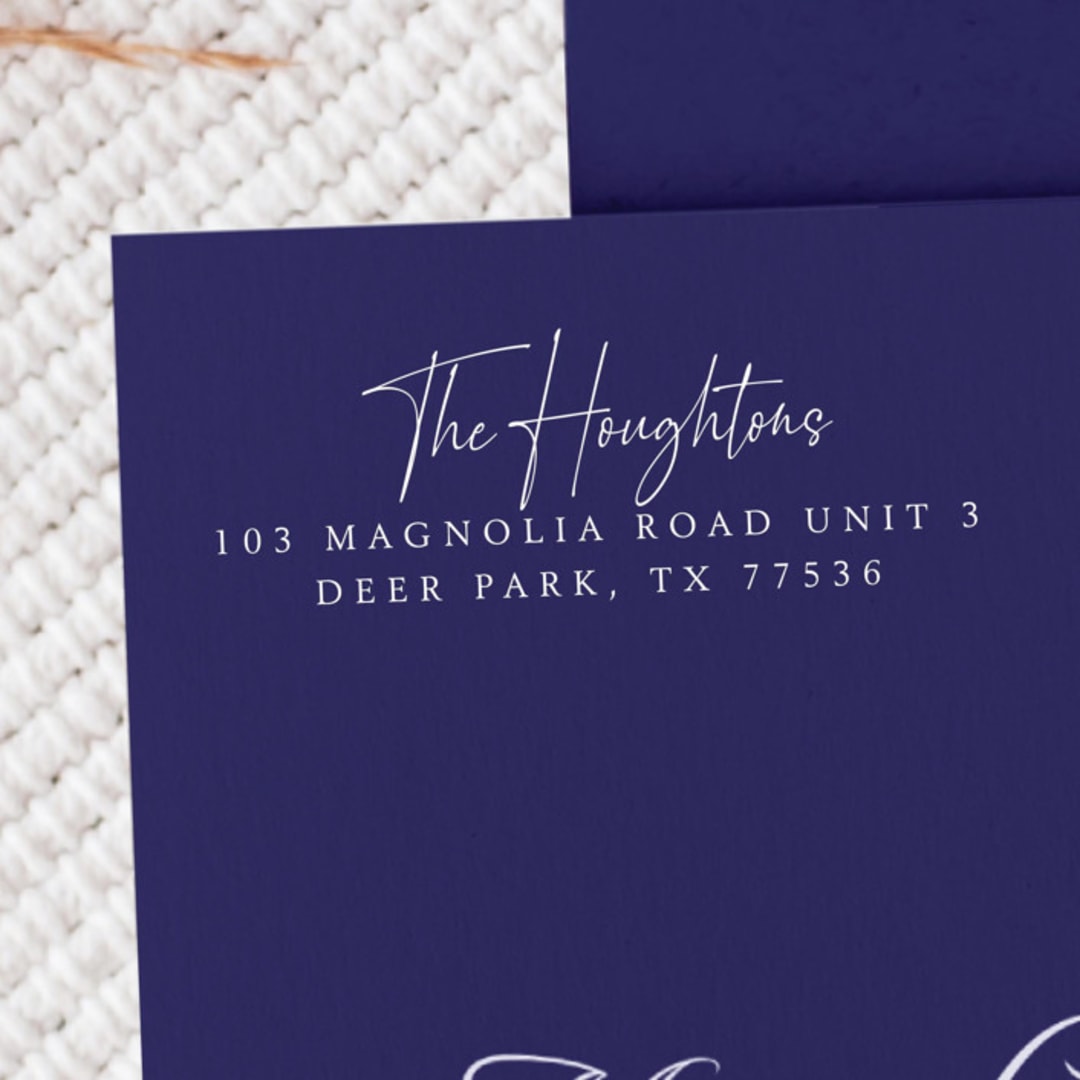 "White Ink Calligraphy Address Stamp | Wooden Stamp Set" - Address Stamps in white by Samantha Malvey