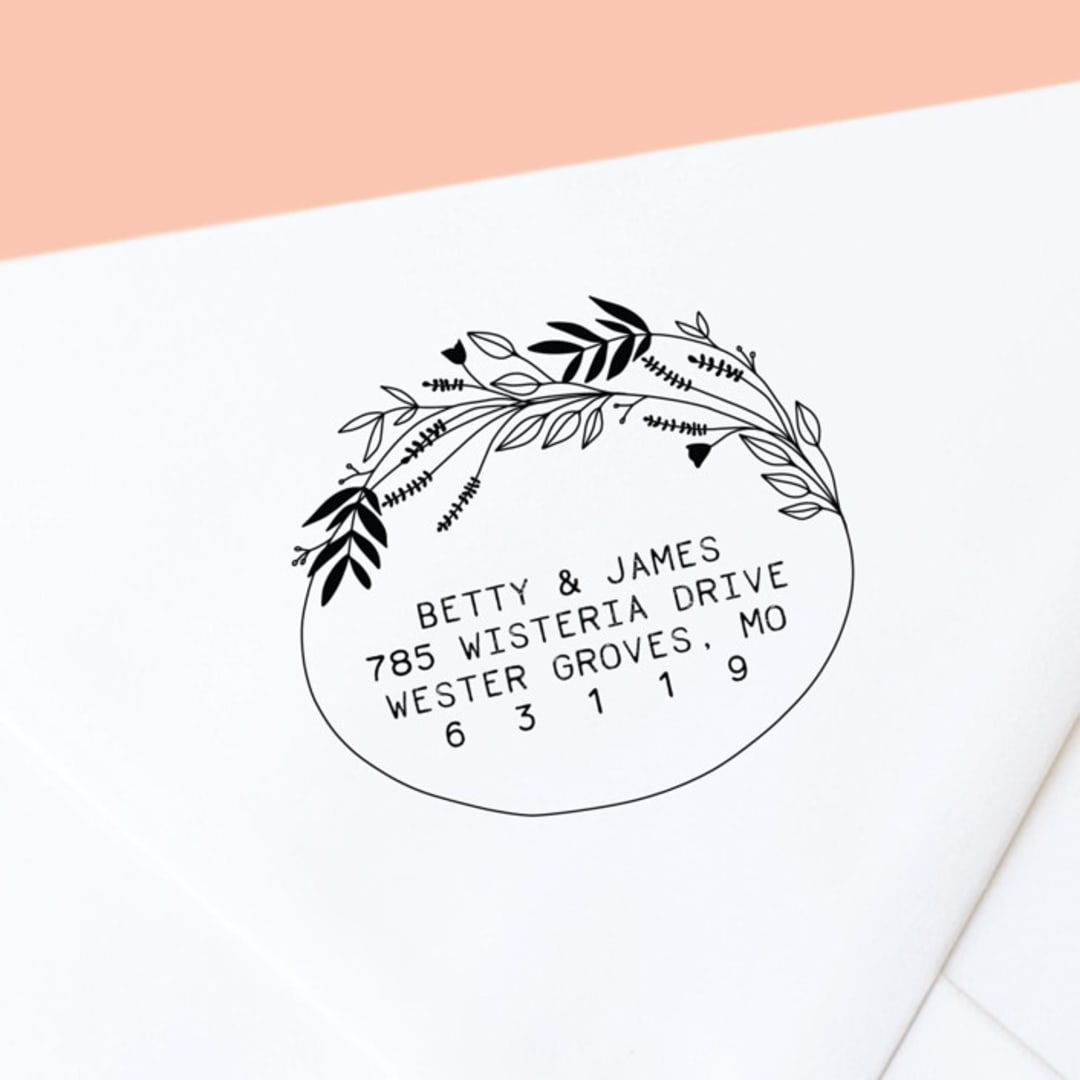 "Custom Self-Inking Return Address Stamp | Hand Drawn Florals" - Address Stamps in black by The Homebody Society