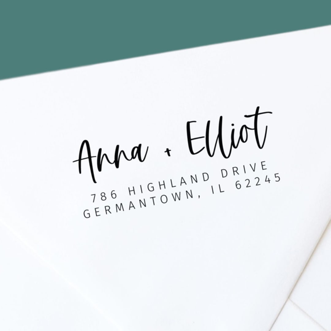 "Custom Modern Calligraphy Self-Inking Return Address Stamp" - Address Stamps in black by The Homebody Society