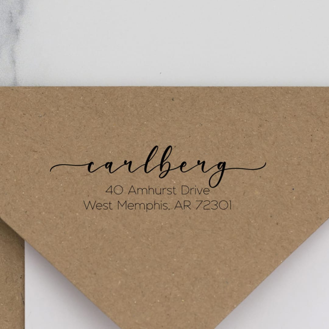 "Script swash Personalized Address Stamp | Self Inking" - Address Stamps in black by Sara Luke