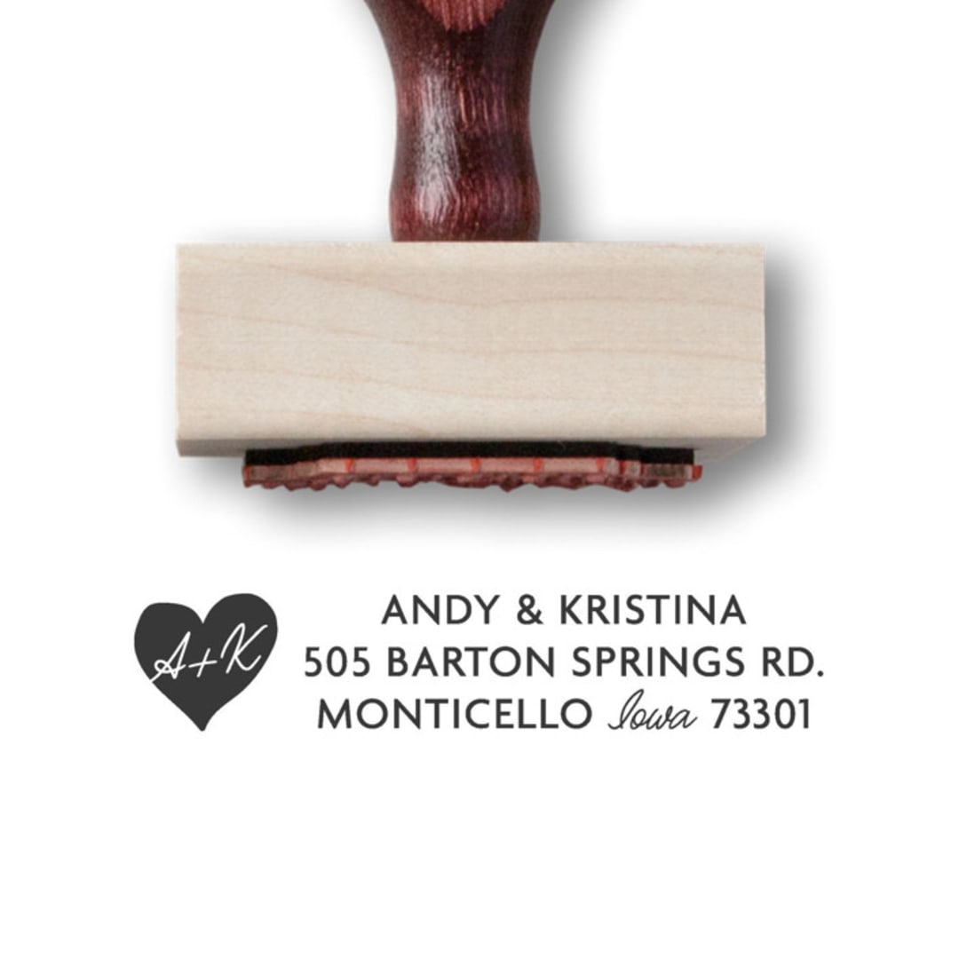 "Love Struck Return Address Stamp | With Love Wooden Rubber Stamp" - Address Stamps in multicolorassorted-colors by Alyssa Cook