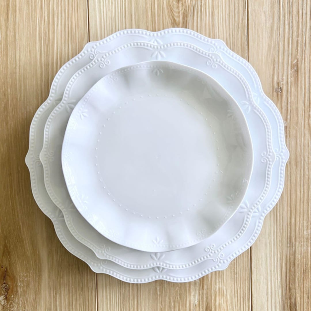 "Vineyard Estate Dinnerware Set | Old Barn" - Wedding Serving and Dining Accessories in white by Prêt-à-PartyNY