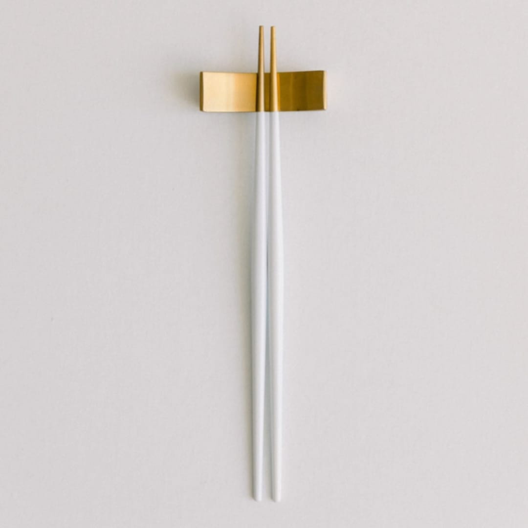 "LUNA CHOPSTICKS // SET IN WHITE + GOLD" - Wedding Serving and Dining Accessories in white by borrowed BLU