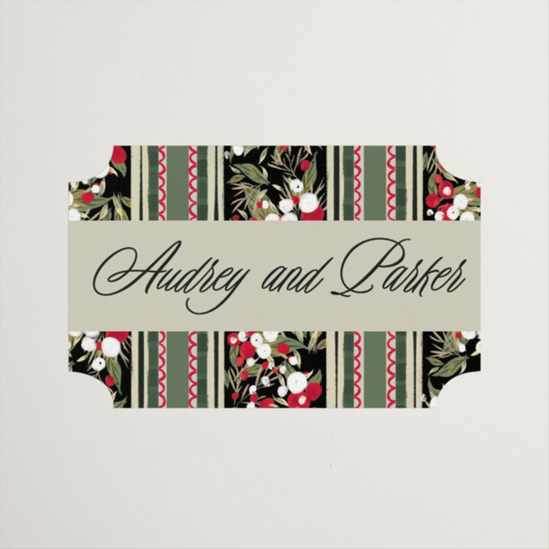 "holiday ribbon" - Wedding Favor Stickers in Ruby by Jackie Crawford - Front