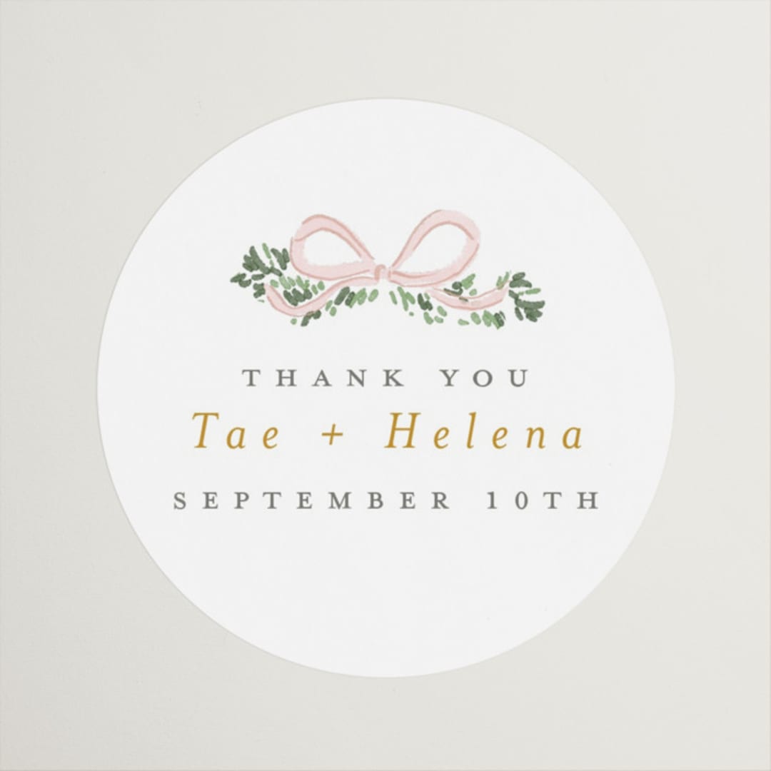 "Ribbonly Frame" - Wedding Favor Stickers in Blush by Itsy Belle Studio - Front