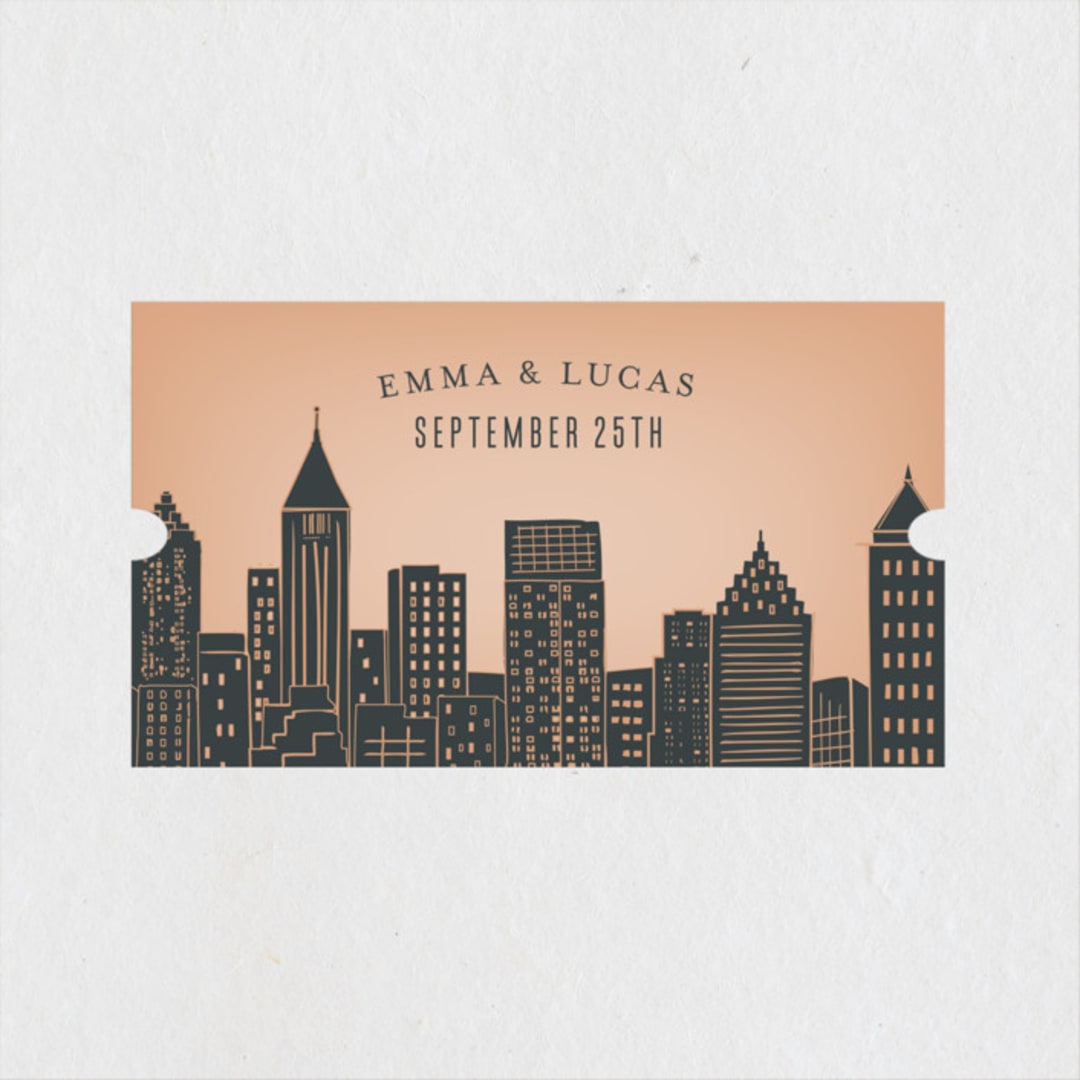 "Big City - Atlanta" - Wedding Favor Stickers in Georgia Peach by Hooray Creative - Front