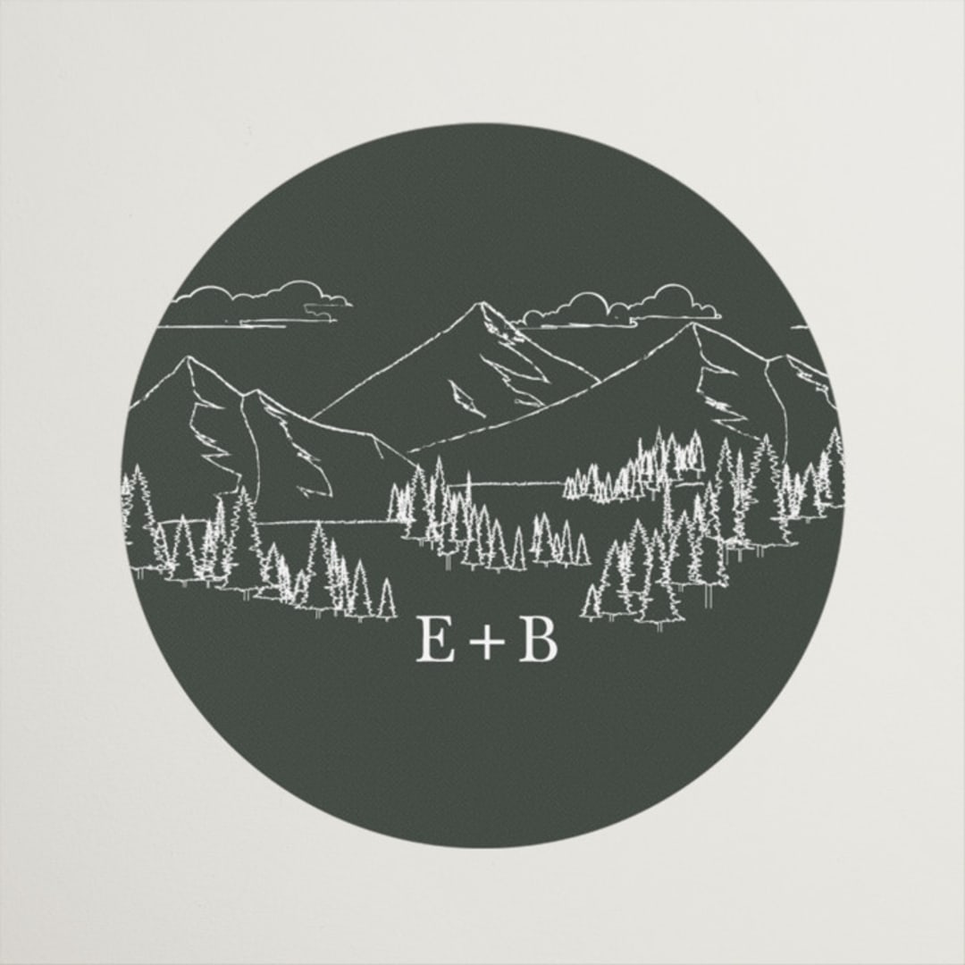 "Peaks" - Wedding Favor Stickers in Hunter by Sarah Brown - Front