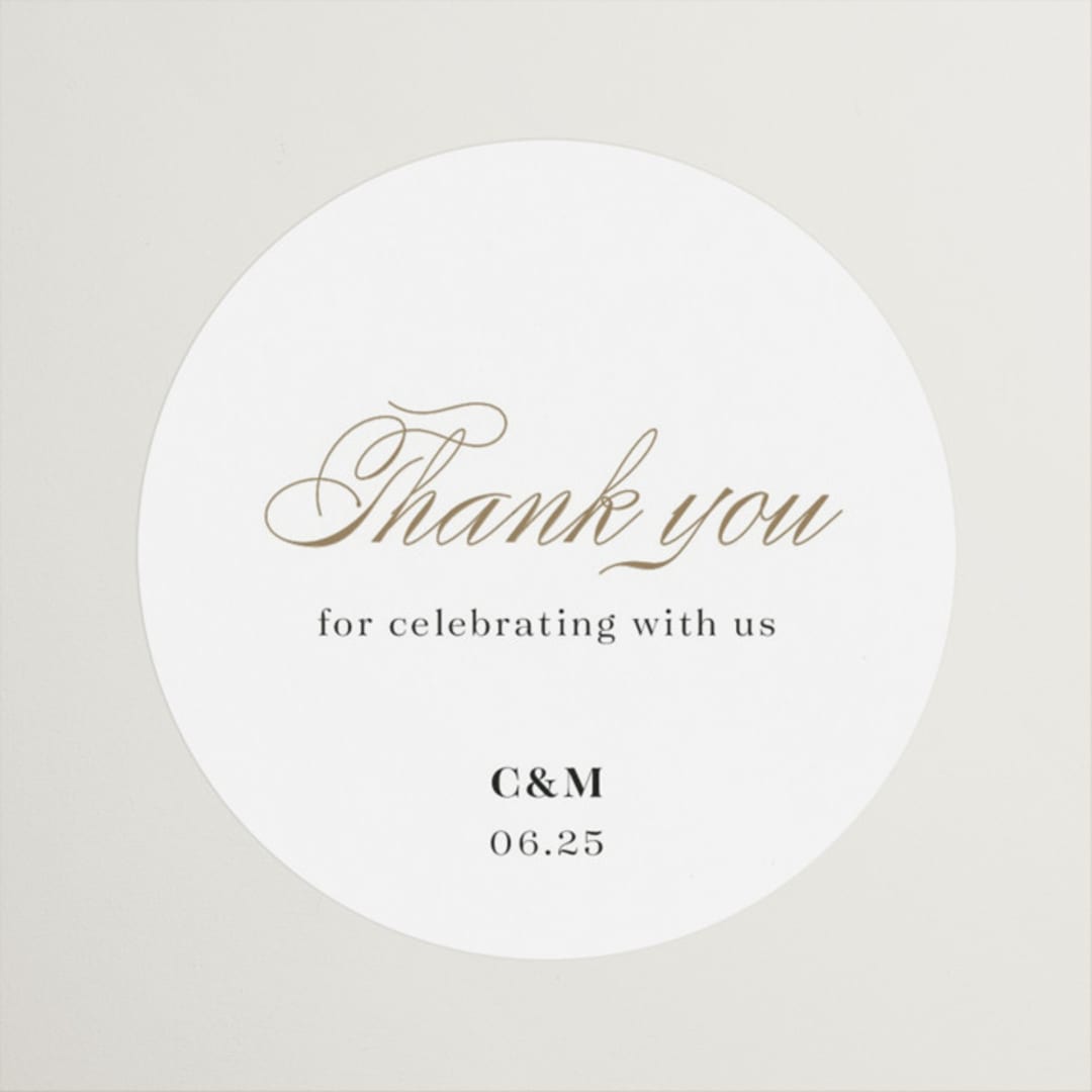 "Love" - Wedding Favor Stickers in Cloud by Shannon Chen of Four Wet Feet Studio - Front