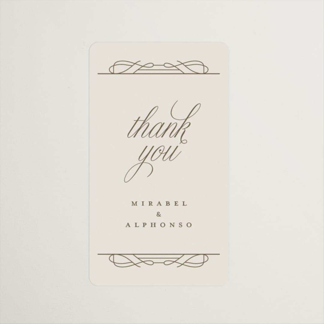 "Simple Art Nouveau" - Wedding Favor Stickers in Cream by Katie Zimpel - Front
