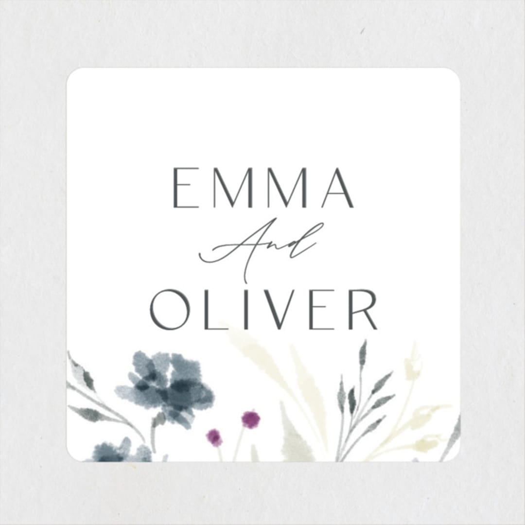 "Violet Cascade" - Wedding Favor Stickers in Violet by Nicoletta Savod - Front