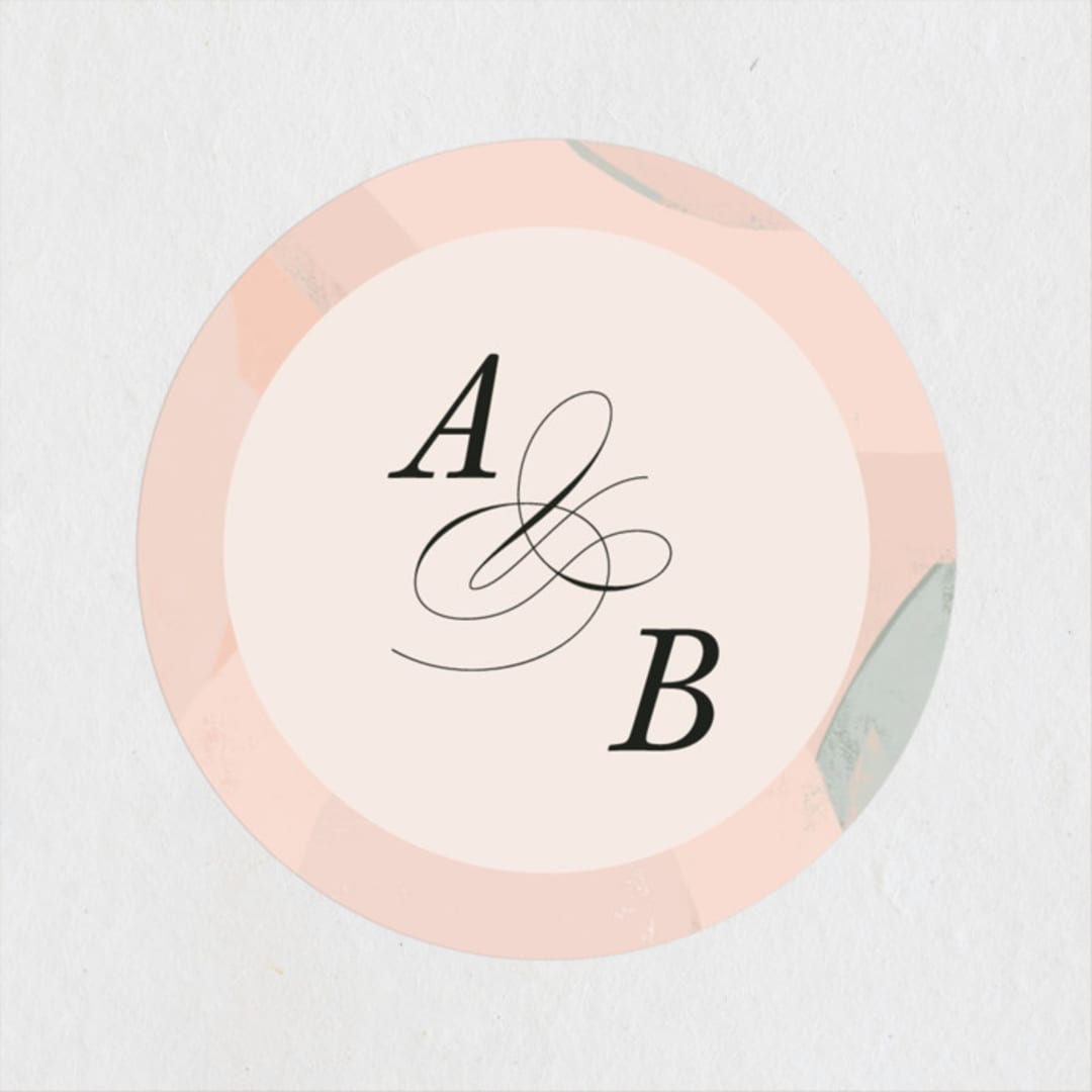 "Marbled Arch" - Wedding Favor Stickers in Peach by Anna Elder - Front