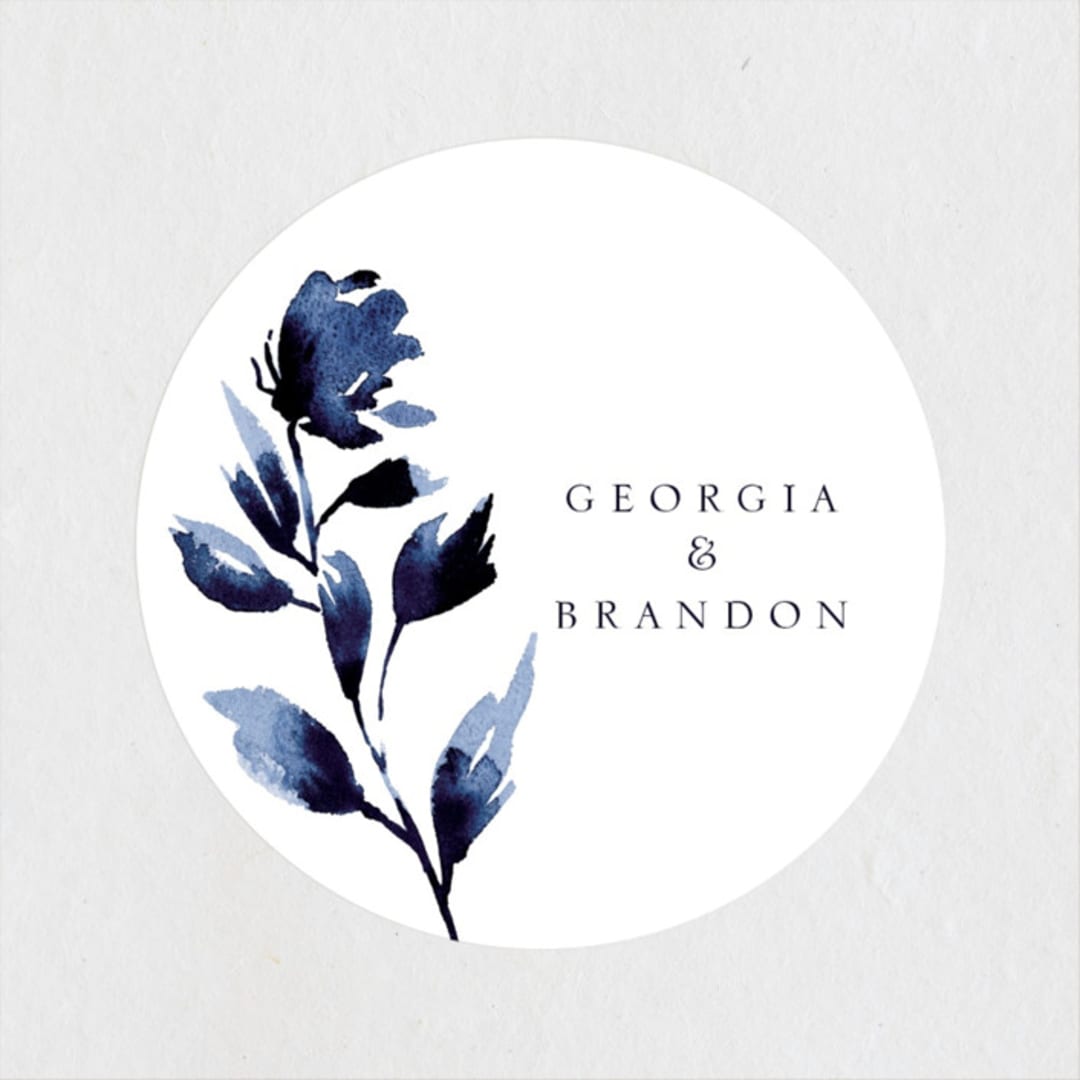 "A Wedding Watercolor" - Wedding Favor Stickers in Cornflower by Chris Griffith - Front