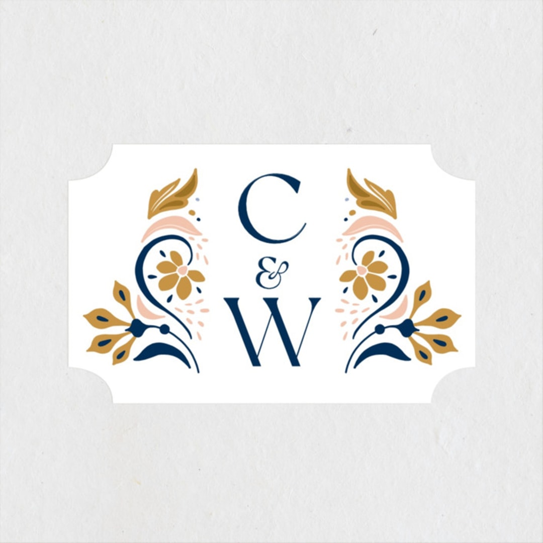 "modern folk" - Wedding Favor Stickers in Blush by GeekInk Design - Front