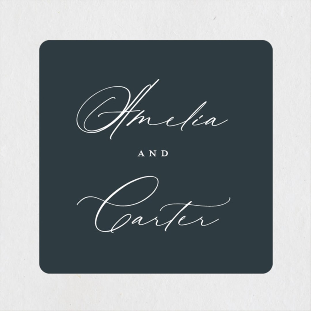 "Modern Vintage" - Wedding Favor Stickers in Jade by Emily Betts - Front