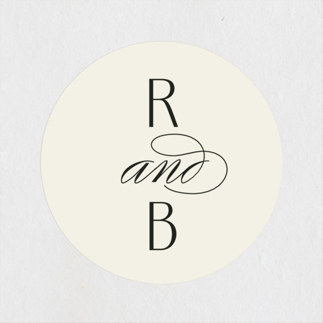 "Elegant Type" - Wedding Favor Stickers in Cream by Louise Kay - Front