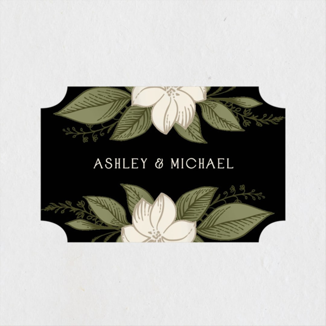 "Vintage Print" - Wedding Favor Stickers in Licorice by GeekInk Design - Front