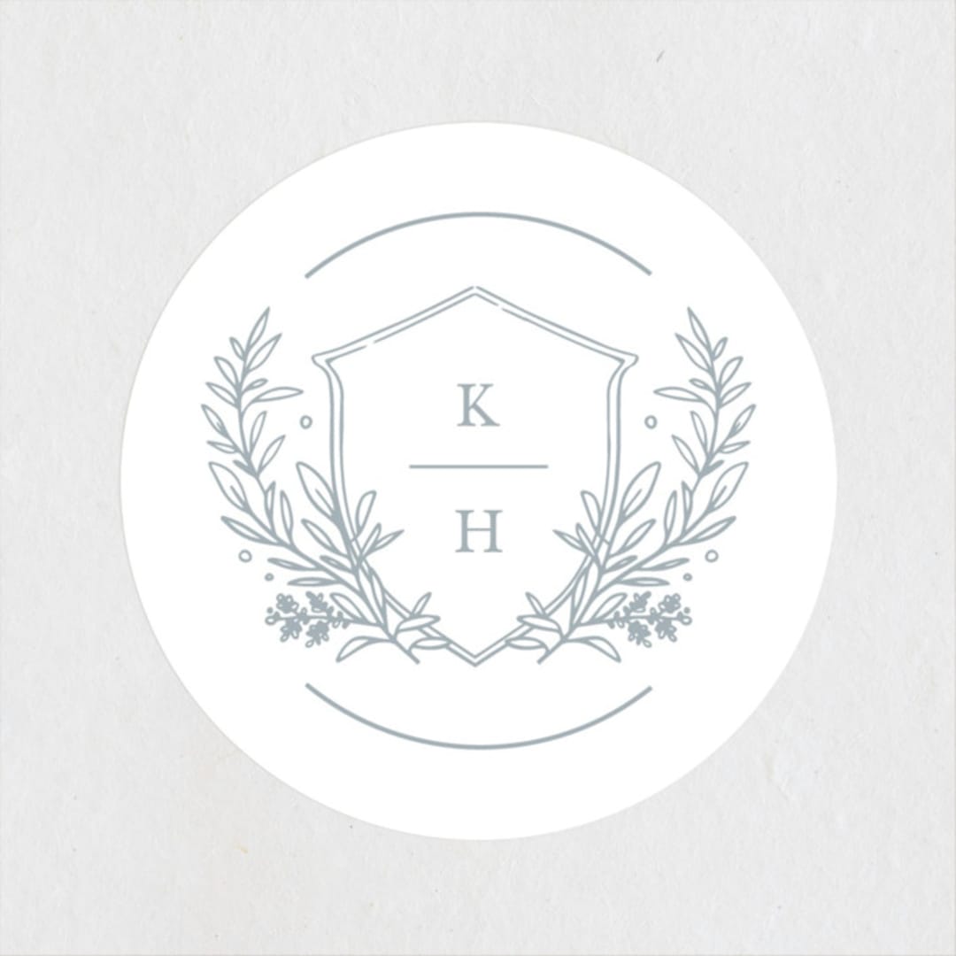 "Modern Crest" - Wedding Favor Stickers in Sea by Kristen Smith - Front