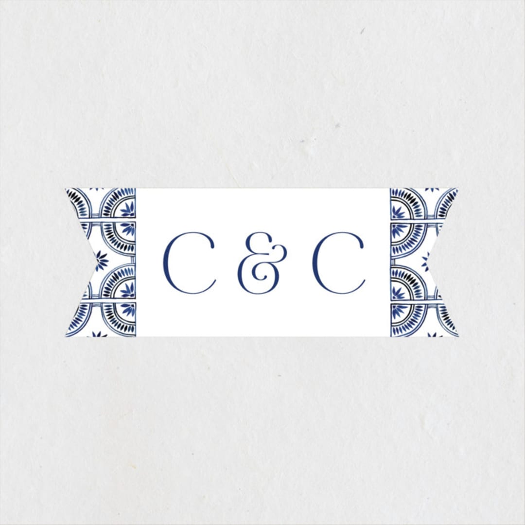 "watercolor tile" - Wedding Favor Stickers in Cobalt by Katharine Watson - Front