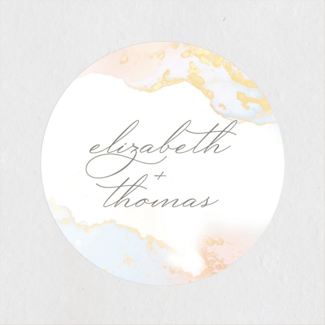 "The whisper of the waves" - Wedding Favor Stickers in Sunrise by Helen Halik - Front