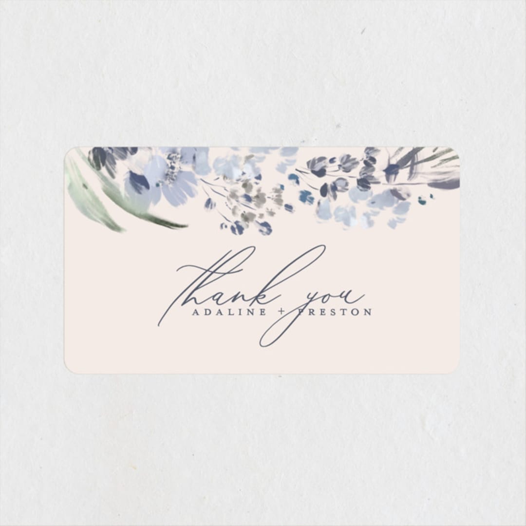 "Wildflower Wreath" - Wedding Favor Stickers in Sky by Grace Kreinbrink - Front