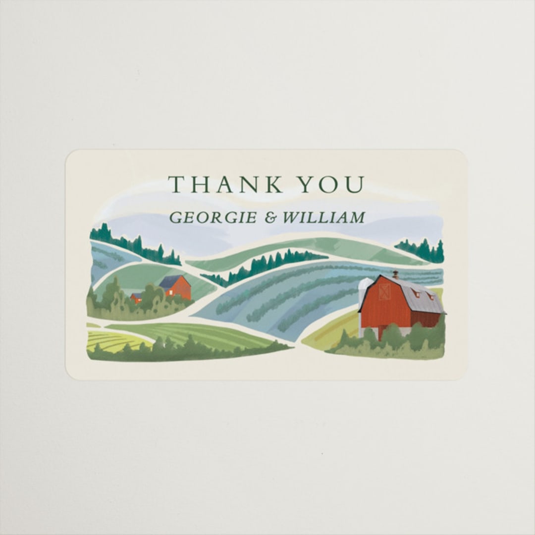 "Farm and Field" - Wedding Favor Stickers in Barn by Paper Sun Studio - Front
