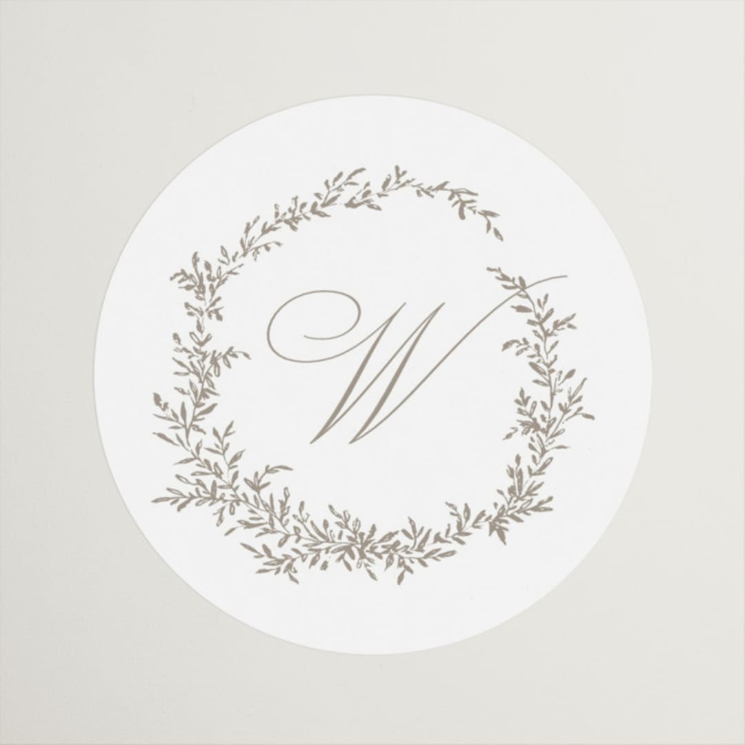 "Romantic Wreath" - Wedding Favor Stickers in Chantilly by Wildfield Paper Co - Front