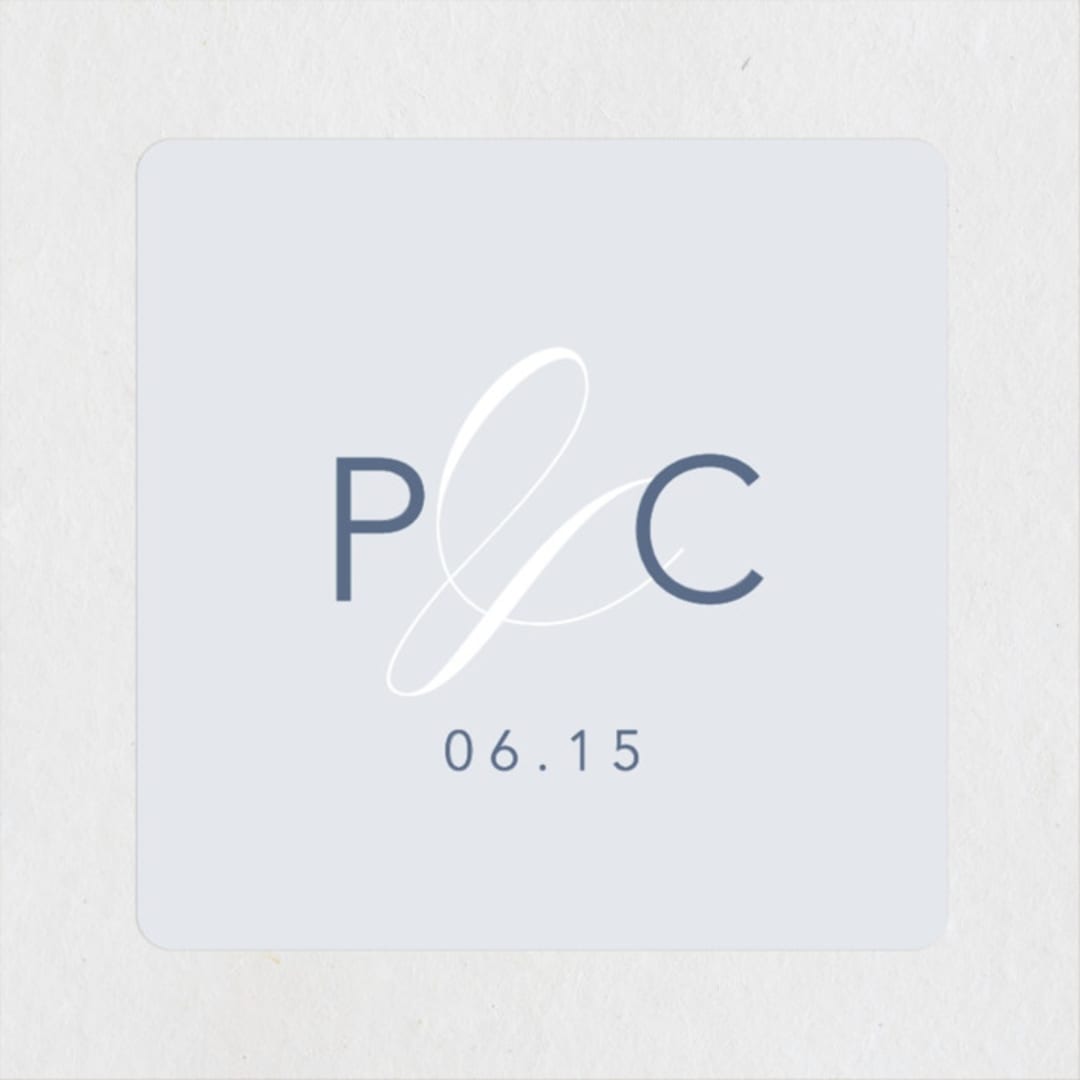 "Love Story" - Wedding Favor Stickers in Indigo by Leah Bisch - Front