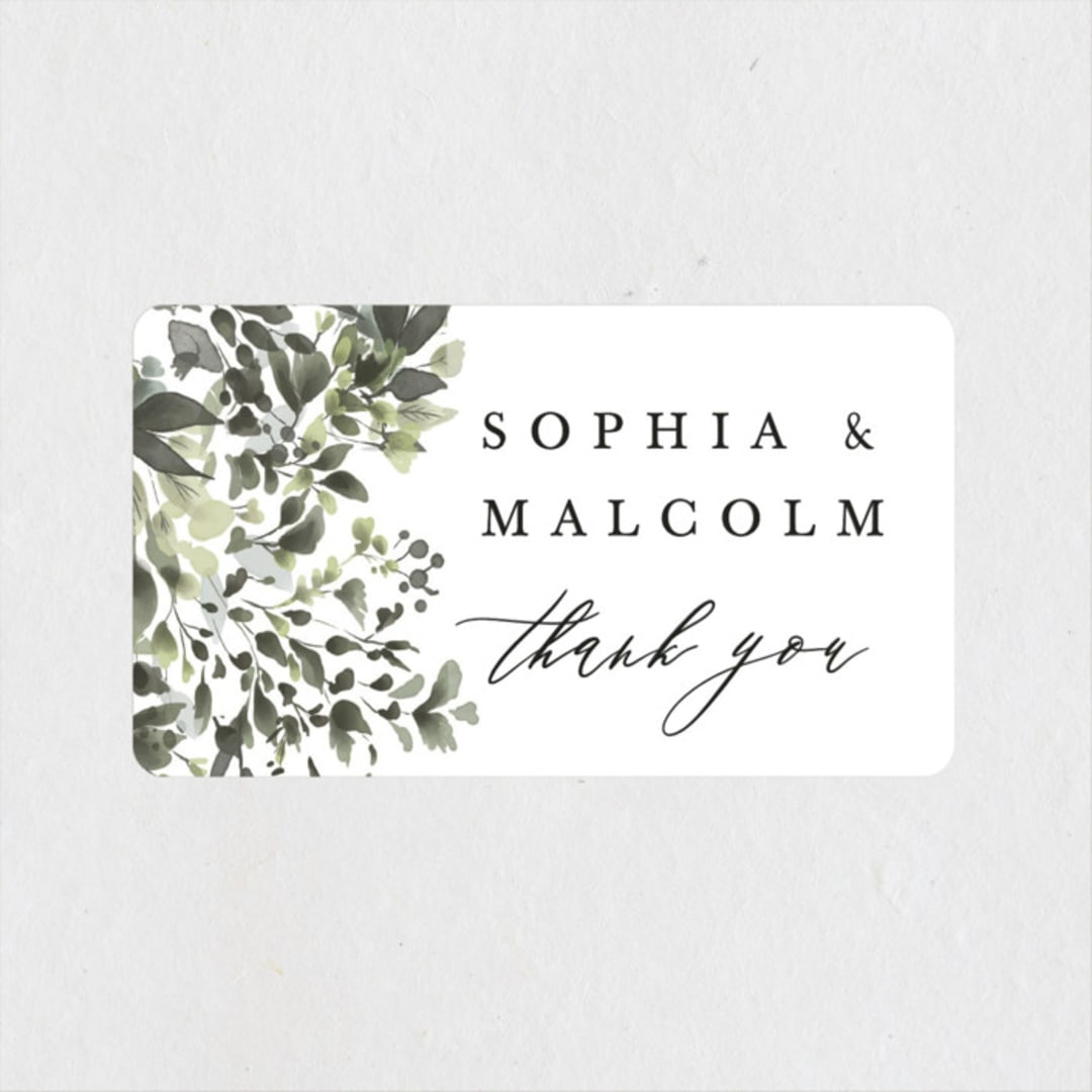 "Forever in Love" - Wedding Favor Stickers in Ivy by Hannah Williams - Front