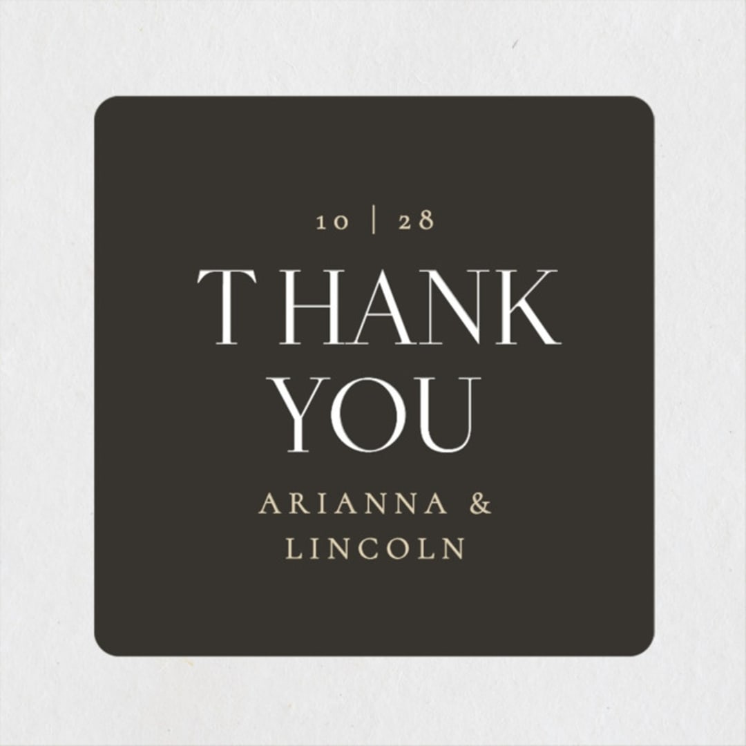 "Arabesque" - Wedding Favor Stickers in Obsidian by Robert and Stella - Front