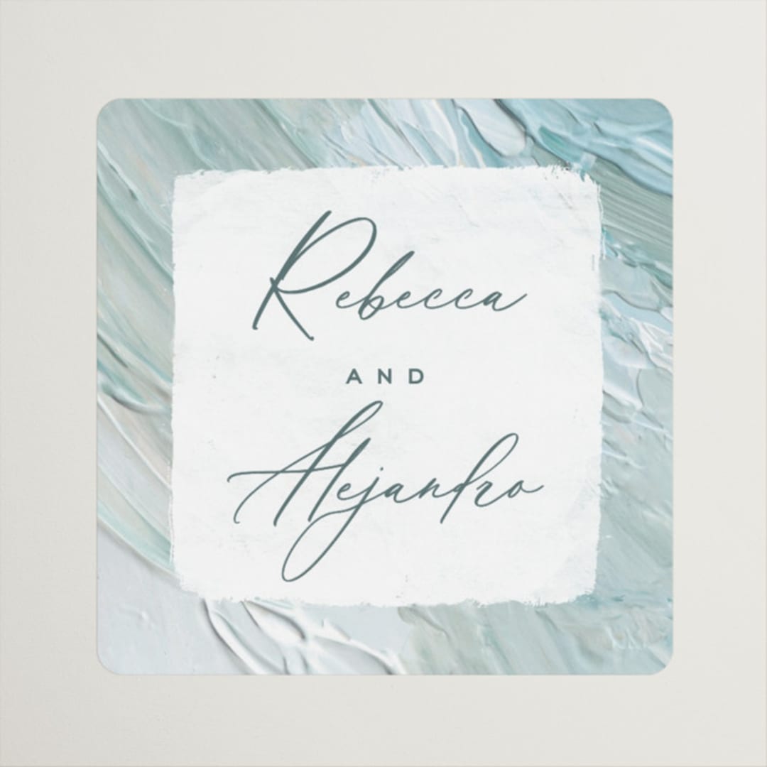 "Tidal Wave" - Wedding Favor Stickers in Aqua by Hooray Creative - Front