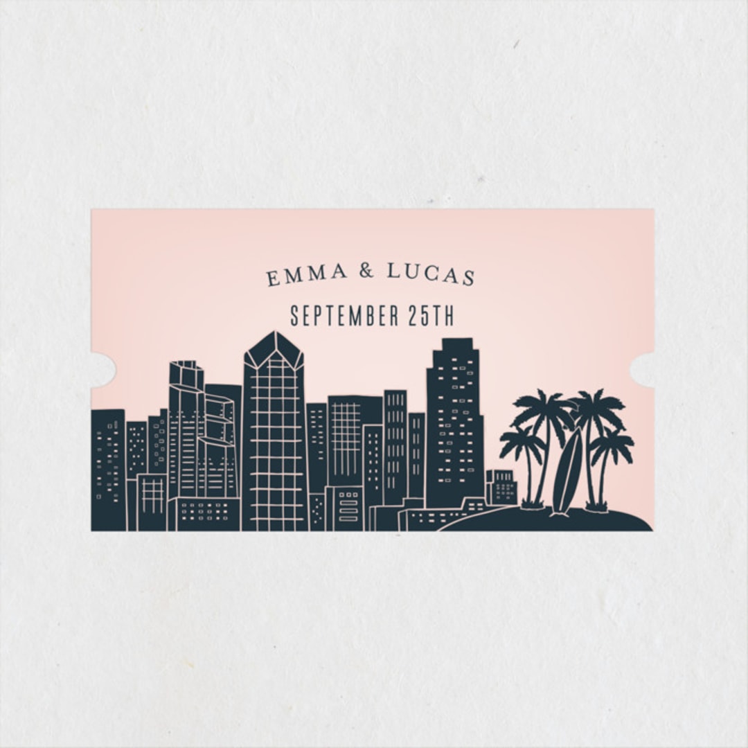 "Big City - San Diego" - Wedding Favor Stickers in Blush by Hooray Creative - Front