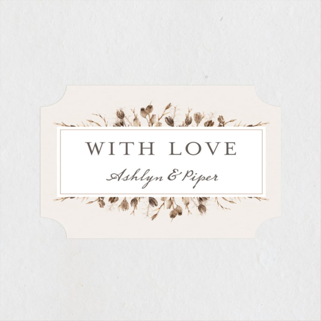 "Gone To Seed" - Wedding Favor Stickers in Taupe by Honeybunch Studio - Front