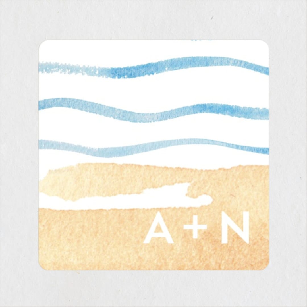 "Painted Sea" - Wedding Favor Stickers in Sea by Laura Condouris - Front