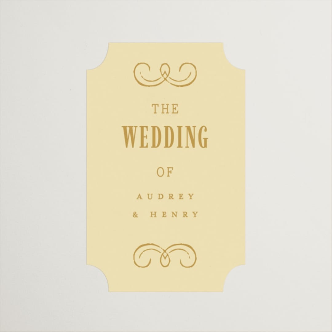 "Vintage Label" - Wedding Favor Stickers in Butter by Nazia Hyder - Front