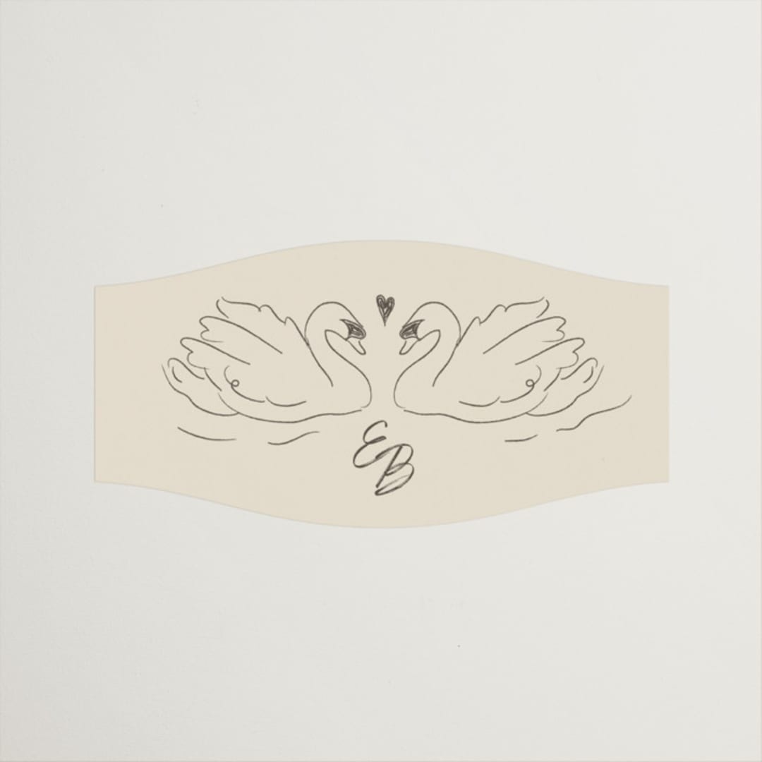 "The Swan" - Wedding Favor Stickers in Buttercream by Helena Vitto - Front