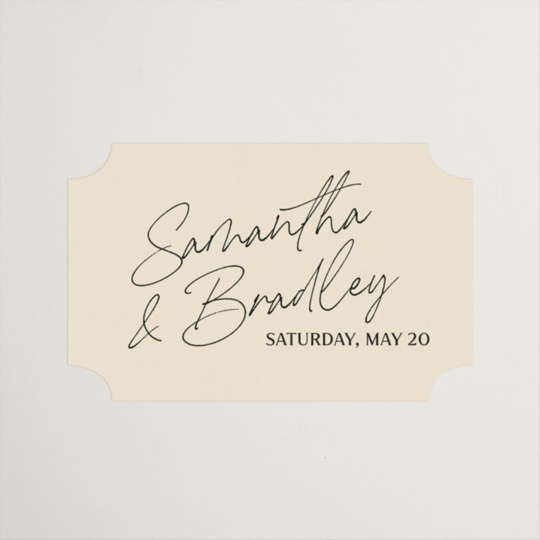 "French Whimsy Script" - Wedding Favor Stickers in Champagne by Wallace Design Co. - Front