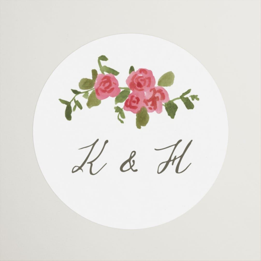 "Villa" - Wedding Favor Stickers in Azalea by Everett Paper Goods - Front