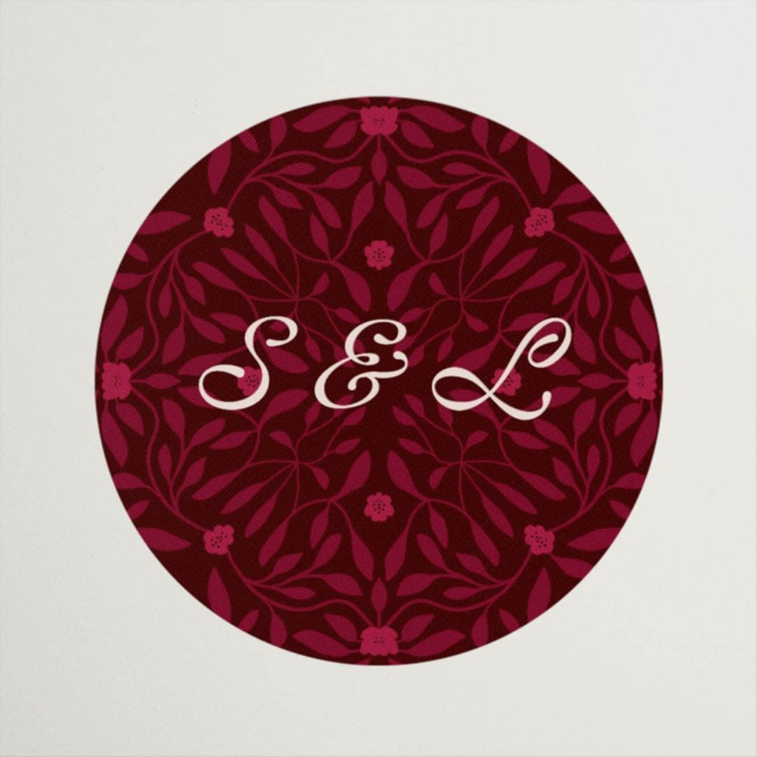 "Victorian Chic" - Wedding Favor Stickers in Garnet by Morgan Kendall - Front