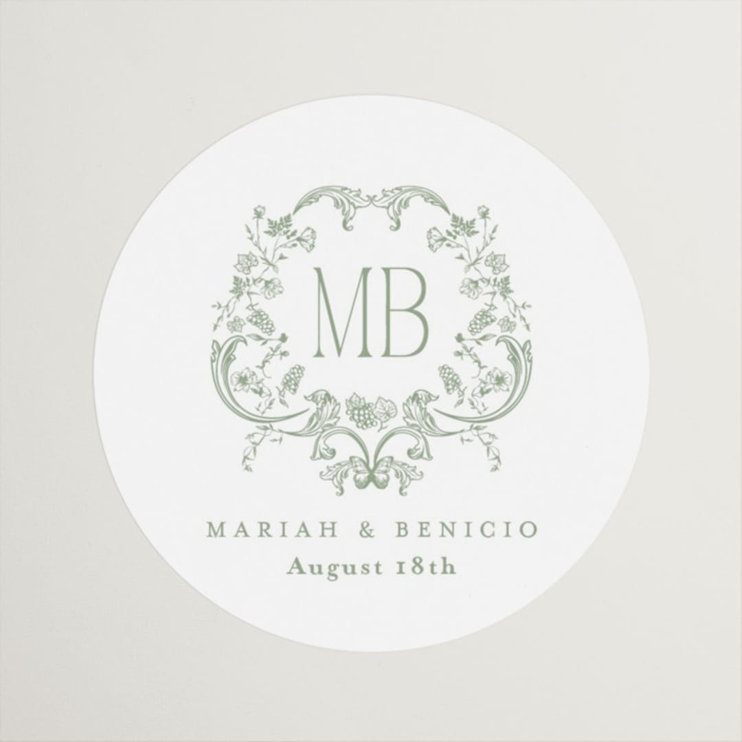 "Eternal Grace" - Wedding Favor Stickers in Leaf by Sherley Ferreira - Front