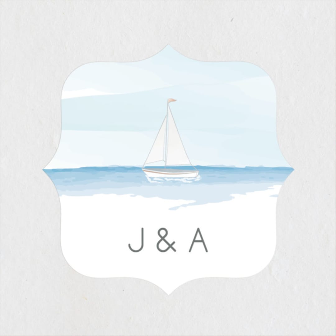 "Set Sail" - Wedding Favor Stickers in Mediterranean by Sarah Brown - Front