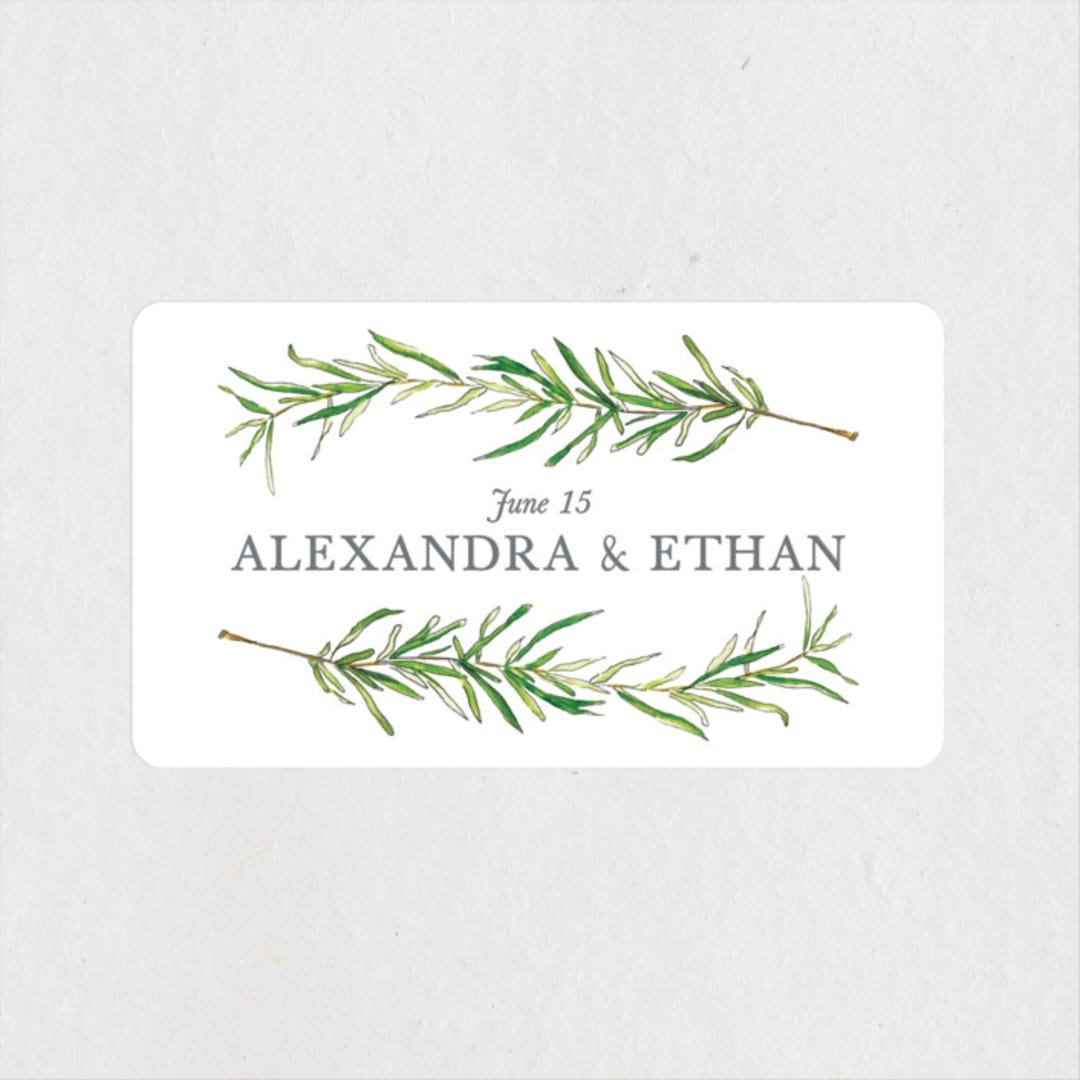 "Simple Sprigs" - Wedding Favor Stickers in Golden by Erin Deegan - Front