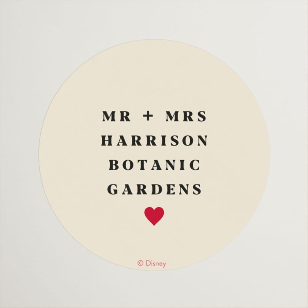 "Pair of Hearts from Disney's Alice In Wonderland" - Wedding Favor Stickers in Ruby by Baumbirdy - Front