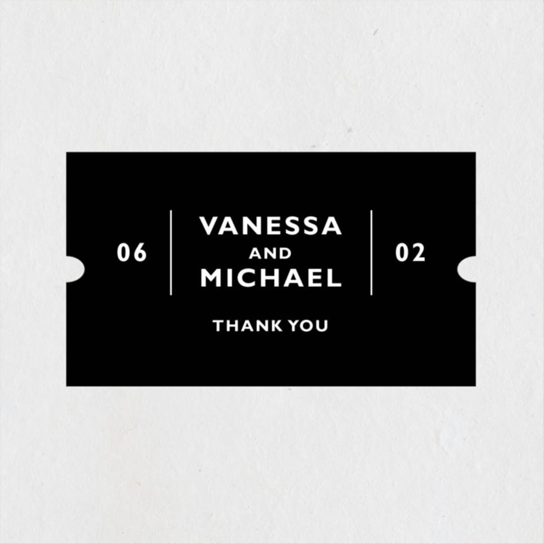 "Desenfadado" - Wedding Favor Stickers in Black Ink by Aspacia Kusulas - Front