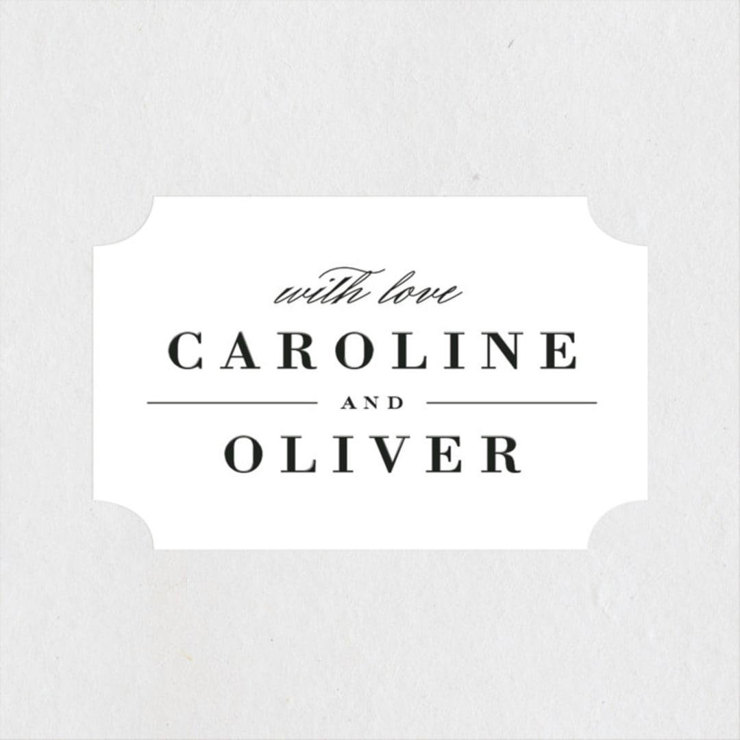 "At Last" - Wedding Favor Stickers in Onyx by Lauren Chism - Front